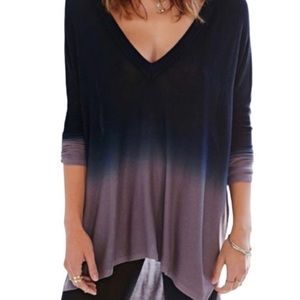 Pins & Needles Ombré Deep V-Neck Tunic Sweater